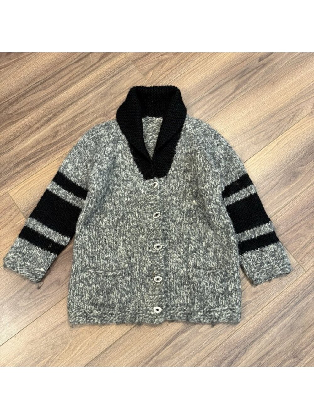 Vintage Wool Knit Sweater Womens Cowl Neck Cardigan Large L